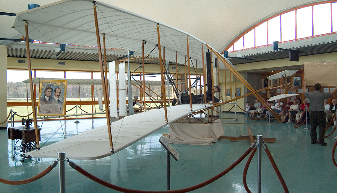 Estructura de un avión en el Monumento Nacional de los Hermanos Wright