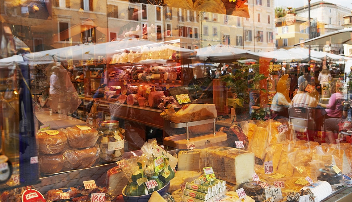 View Of All The Goods Sold At Campo Dei Fiori In Rome Italy, Places To Visit In Rome