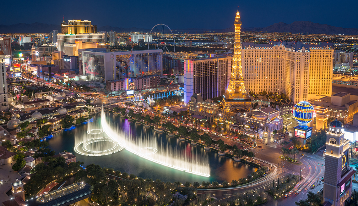 Las Vegas Strip Lights Night, Aerial View Bellagio Fountain, Strategies for Scoring Last-Minute Travel Deals