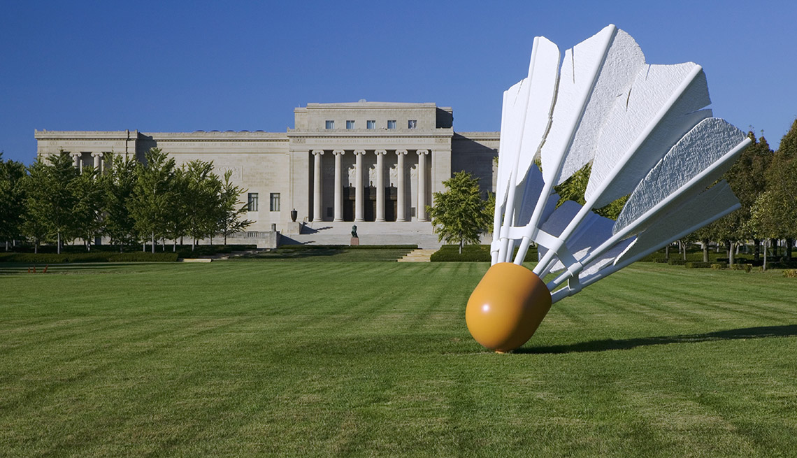Giant Shuttlecock Sculpture In Front Of Nelson Atkins Museum Of Art In Kansas City Missouri, Strange Destinations