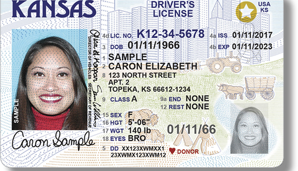 Ejemplo del Real ID en Kansas