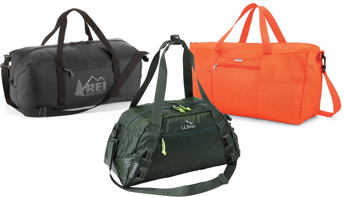 three different stuff duffel bags are shown