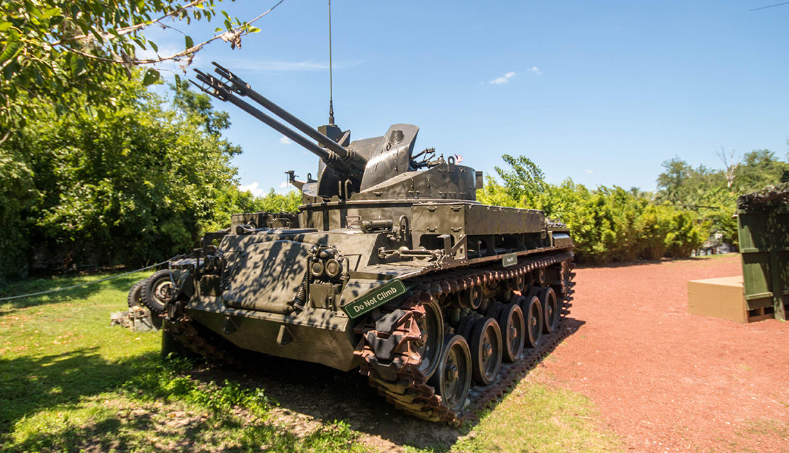 a tank on display in patriots point's vietnam experience