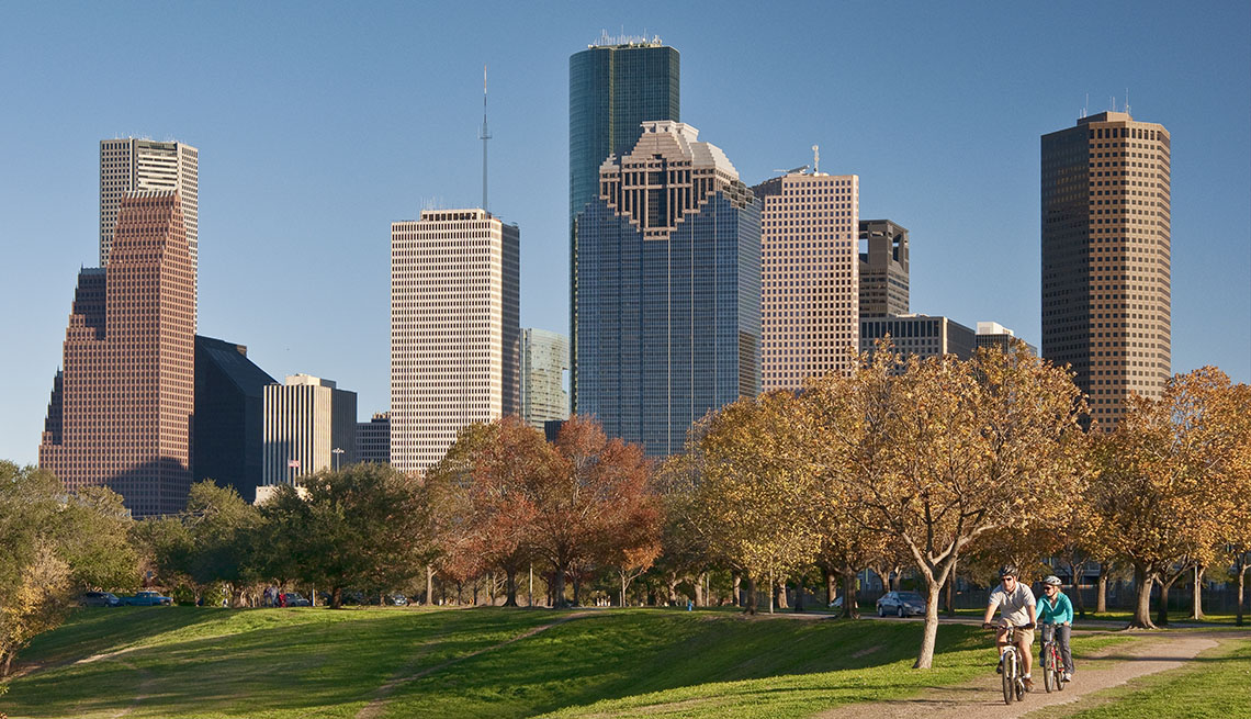item 5 of Gallery image - Downtown Houston Texas With Bikers In Park In Foreground, Great Fall Vacations
