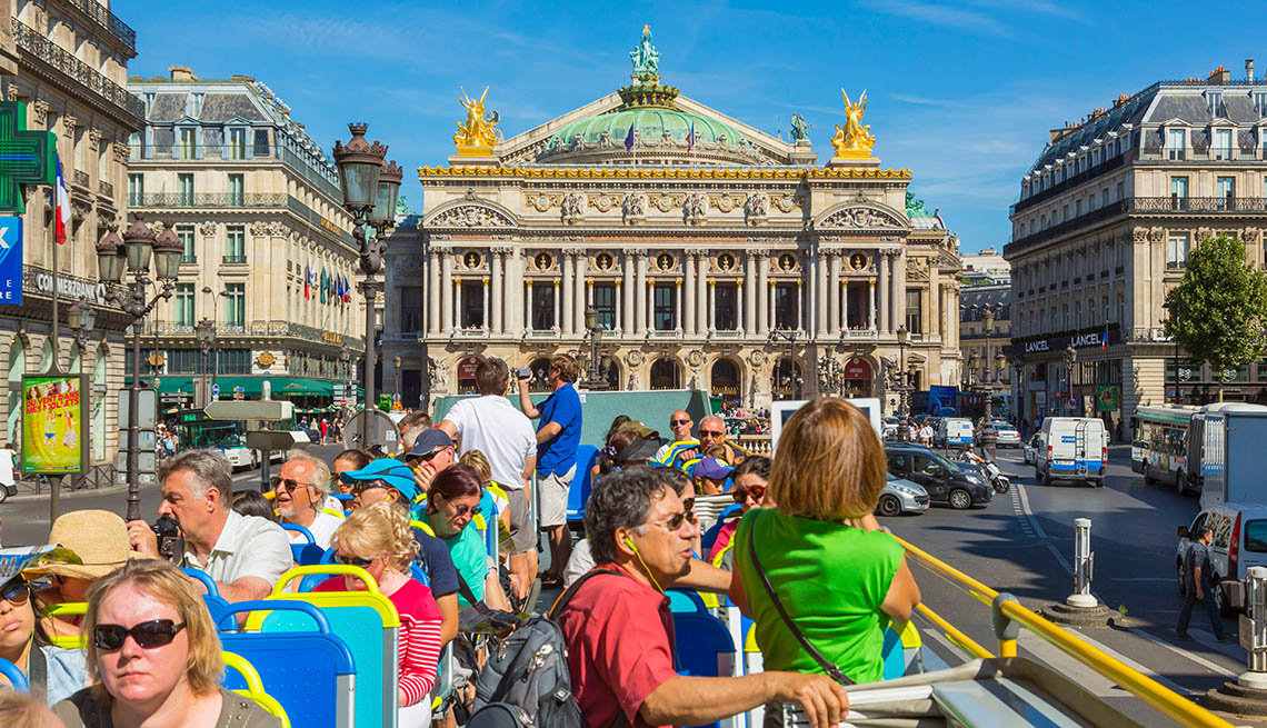 Group Of Tourists On Bus Touring Paris France, Bus Tour Pros