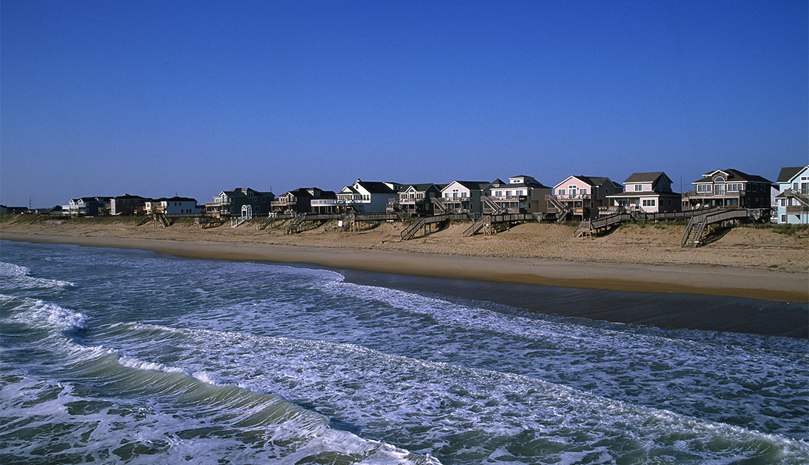 Casas frente al mar en Nags Head, Carolina del Norte.