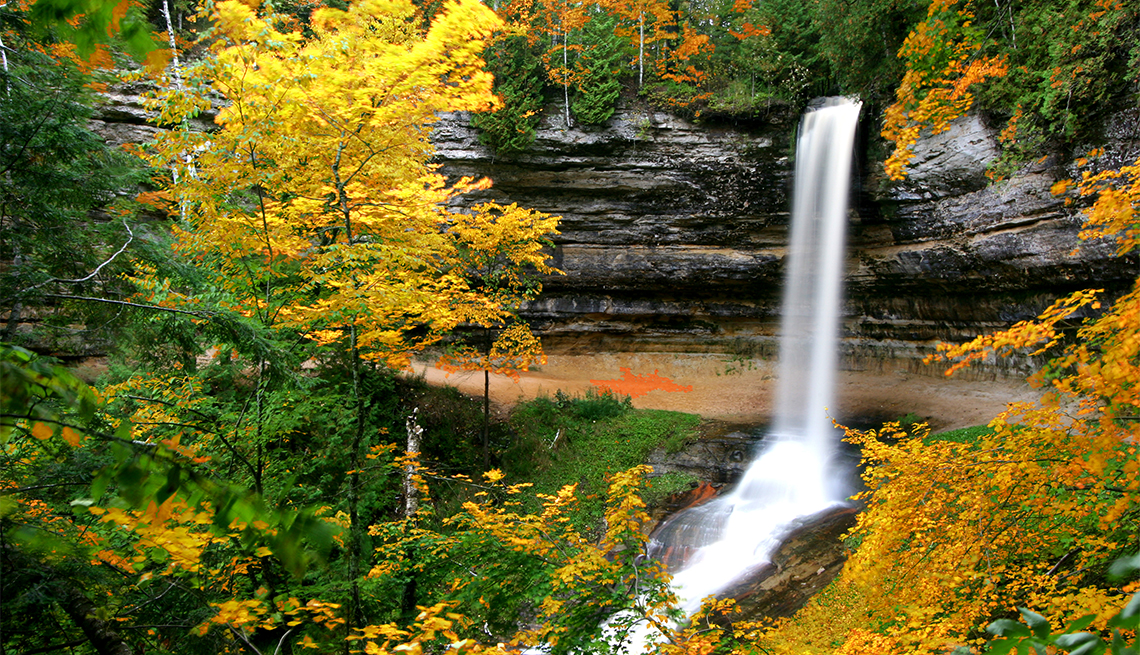 item 3 of Gallery image - Munising Falls on a cloudy morning
