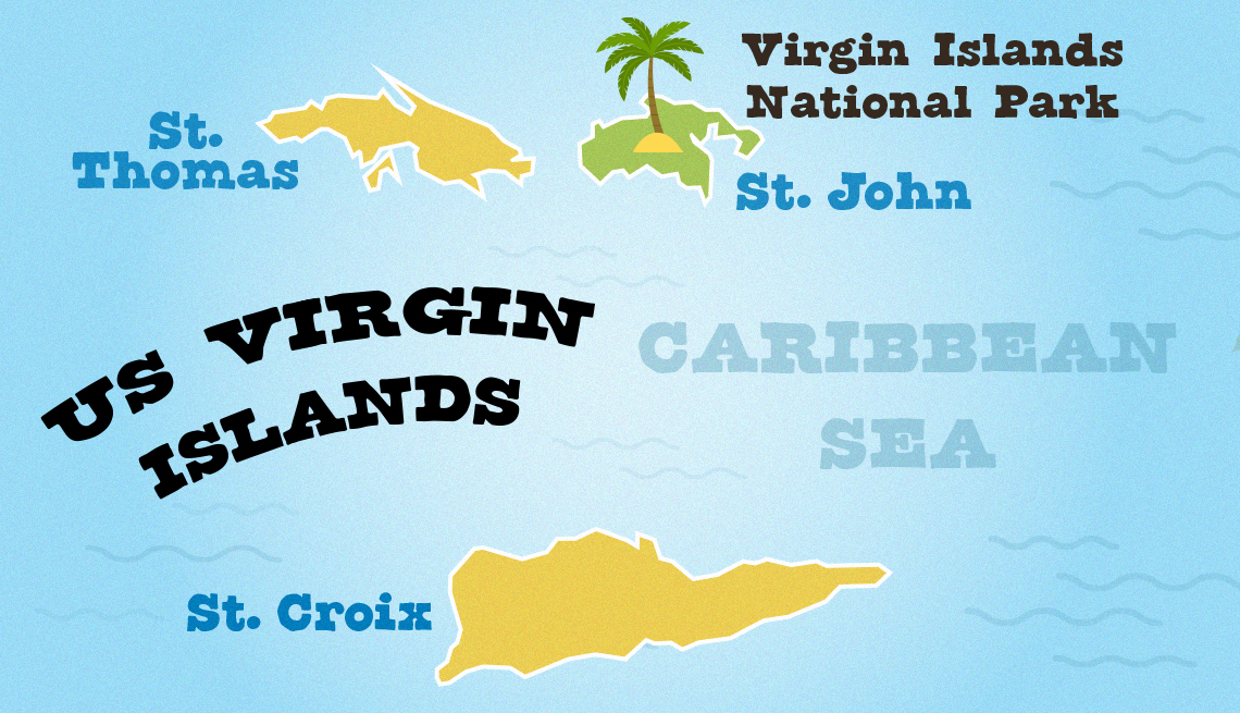 Mapa muestra la ubicación del Parque Nacional de las Islas Vírgenes 