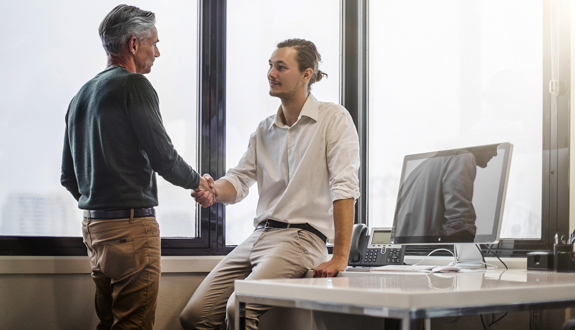 Older Younger Man Handshake Office, Over 40? 7 Things Never To Say in a Job Interview