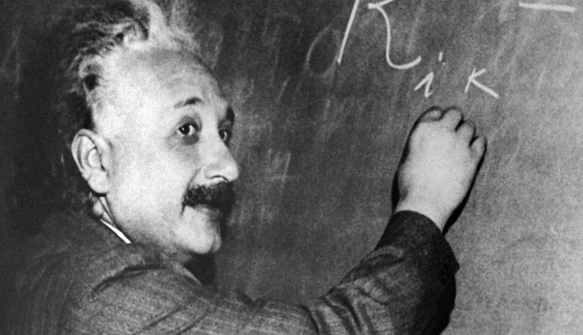 Albert Einstein at a blackboard
