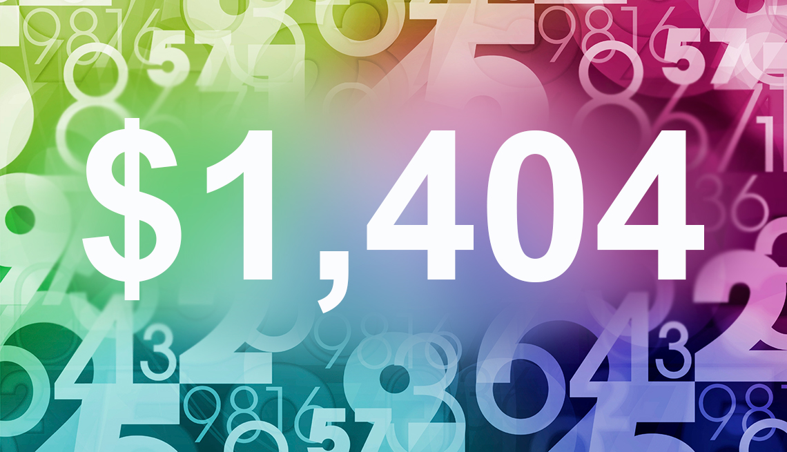 Cifra $1,404 en un fondo de colores con otros números