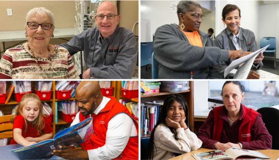 Older adult Tax-Aide and Experience Corps volunteers helping others