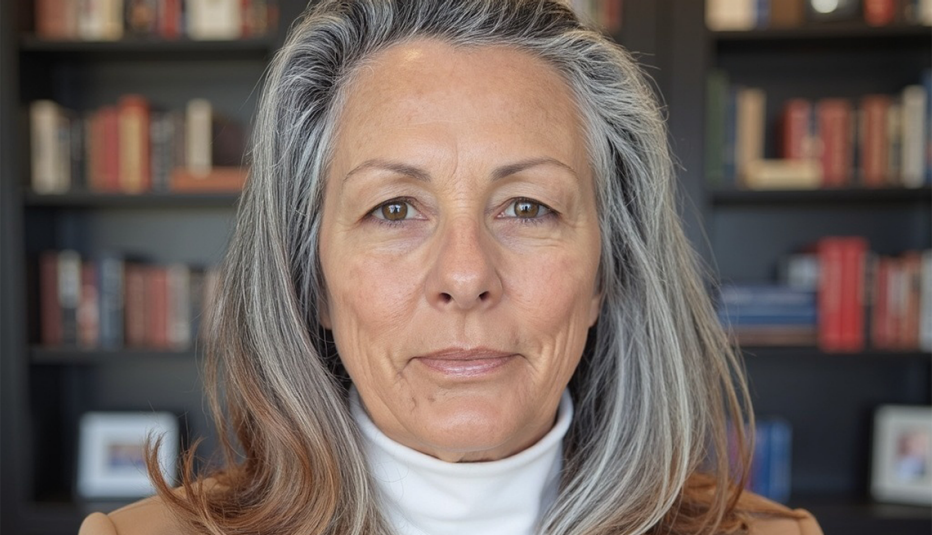 Woman in brown jacket