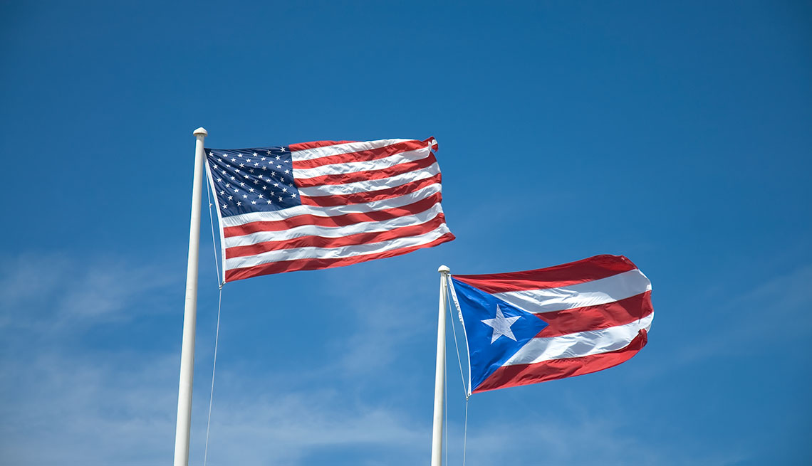 United States and Puerto Rico flags