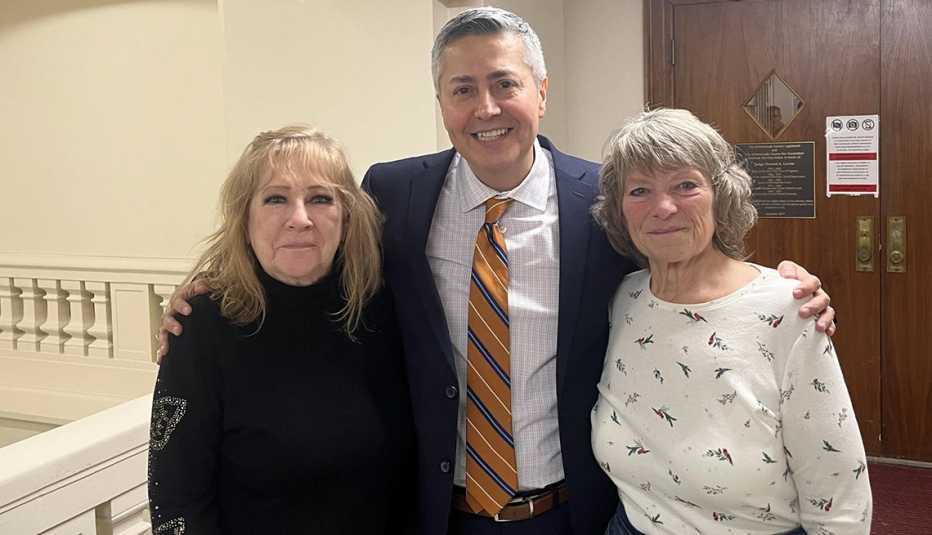 Mary Hartshorne, Louis Lopez and Anne Hotaling in the Schenectady County Courthouse.