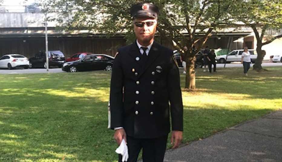 Roger Holden volunteering as a firefighter