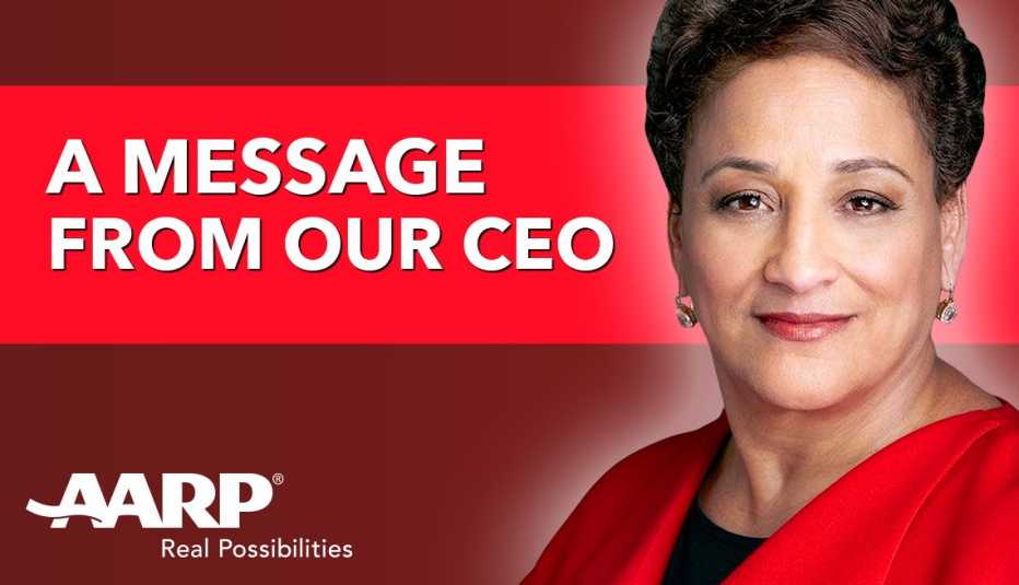 a message from our c e o jo ann jenkins with the a a r p logo and a photo of jo ann
