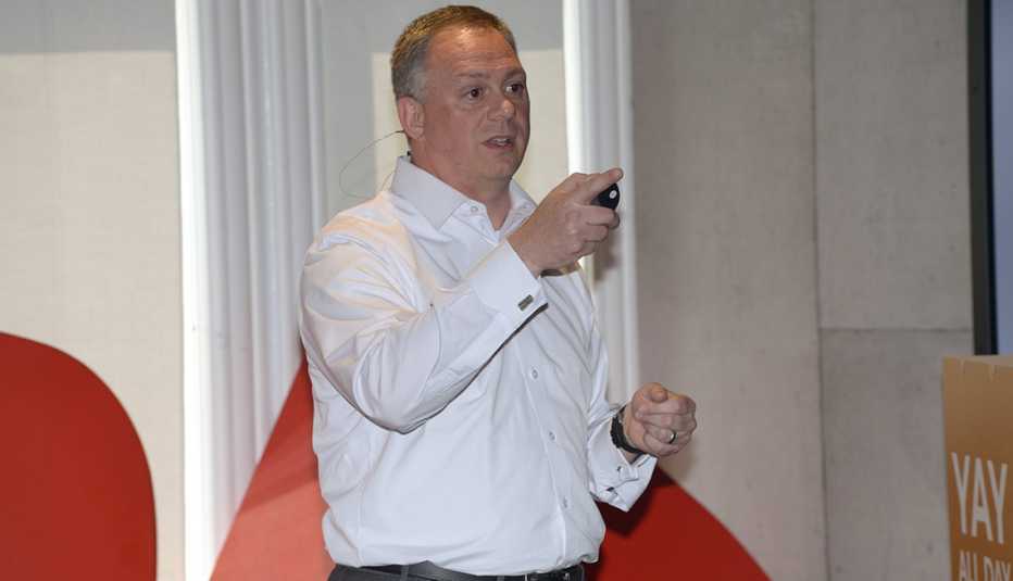 Andy Miller talking to a group