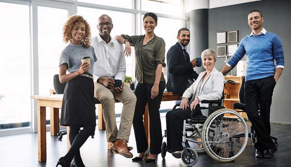 a diverse group of business people in an office