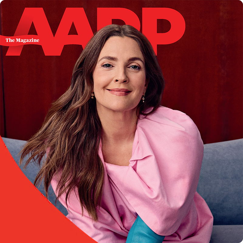 Drew Barrymore on the cover of AARP The Magazine.