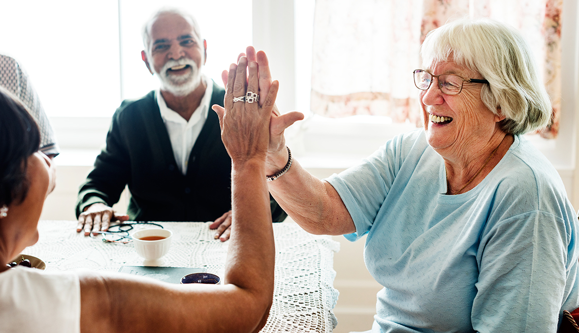 Mature adults give high fives