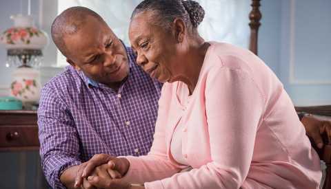 How to be an advocate for caregivers adult son showing concern for his older mother