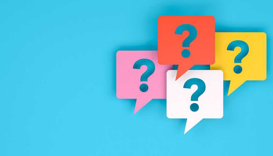 colored questions marks on a blue background