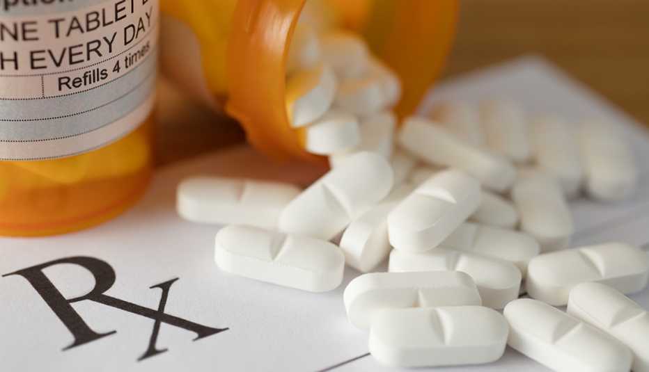 A bottle of pills on a prescription paper