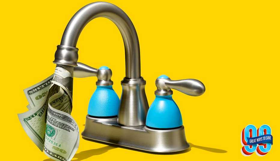faucet with money coming out of it 
