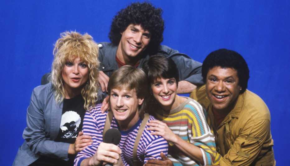 a photo of m t v video jockeys nina blackwood alan hunter mark goodman martha quinn j j jackson