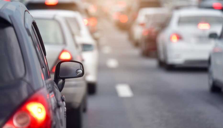 two rows of cars on road
