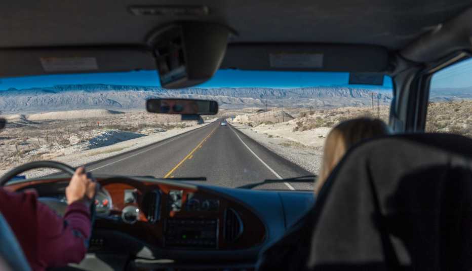 Driver and passenger in Big Bend National Park