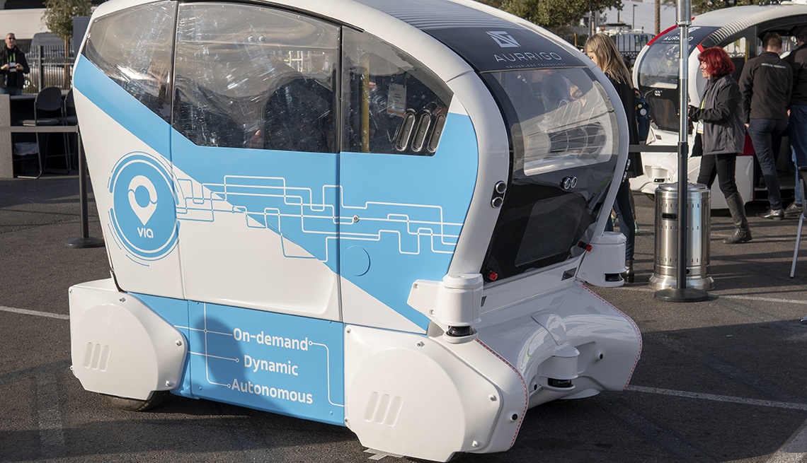 Aurrigo self-driving car at the 2019 CES Show