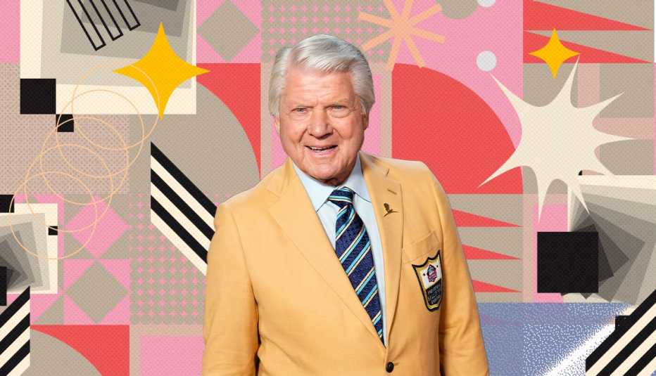 jimmy johnson on colorful, flashy background with all sorts of shapes and symbols