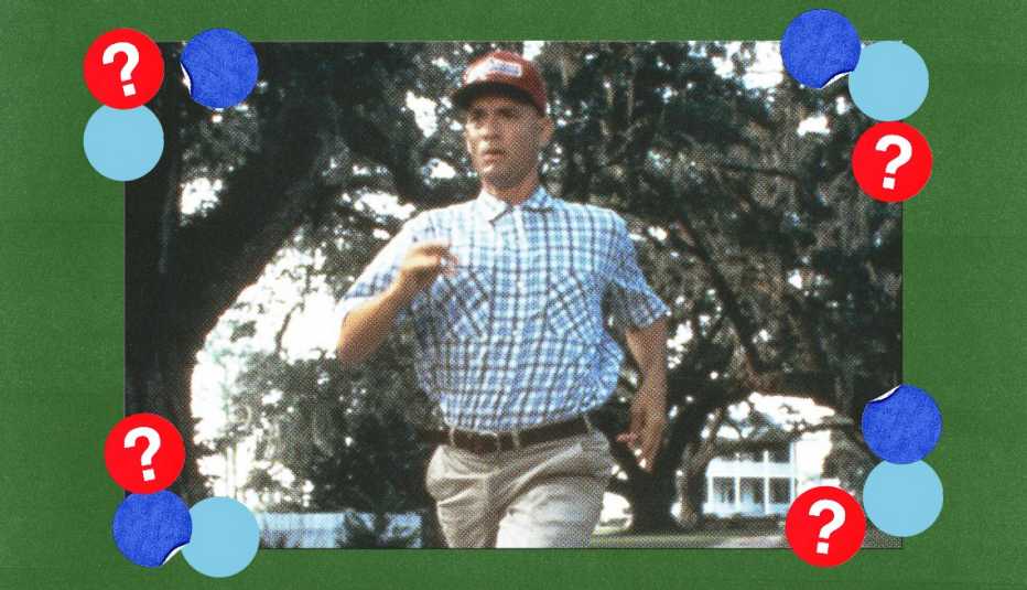 tom hanks running in a scene from the movie forrest gump