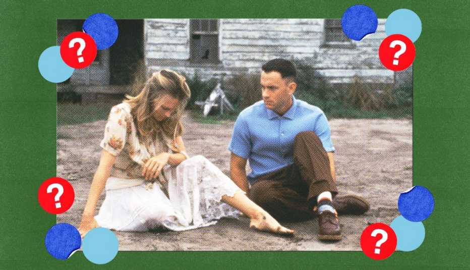 robin wright and tom hanks in a scene from the movie forrest gump