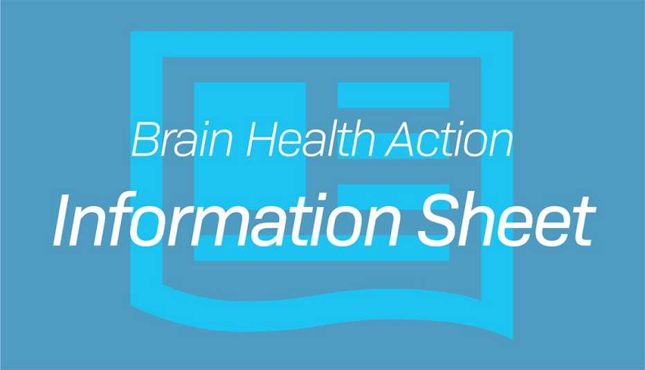 The text "Brain Health Action Information Sheet" on a blue background