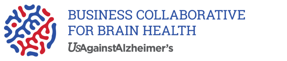 Business Collaborative for Brain Health from UsAgainstAlzheimer's logo with text that reads "Business Collaborative for Brain Health" and "UsAgainstAlzheimer's"