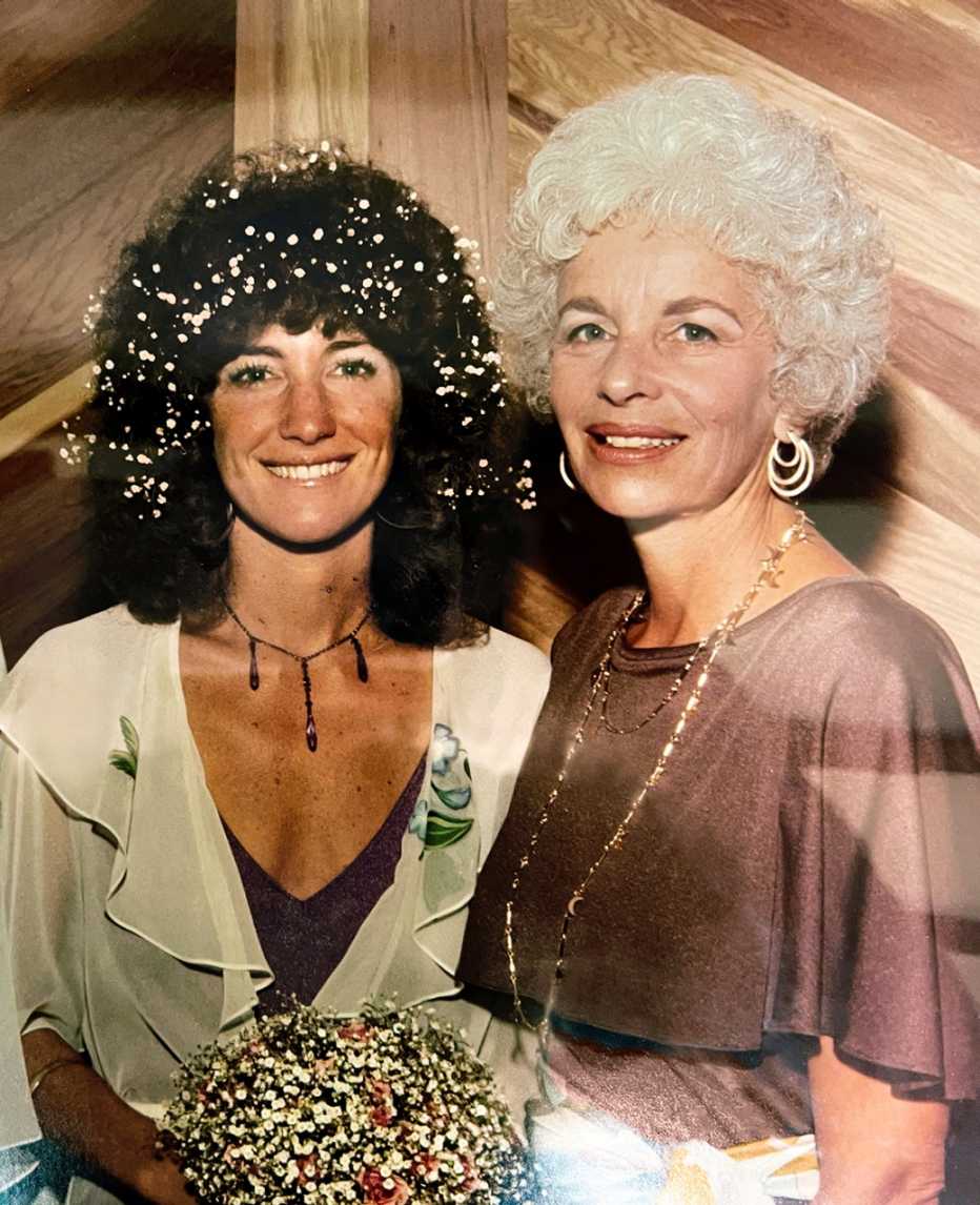 Author Janie Emaus and her mother at her first wedding