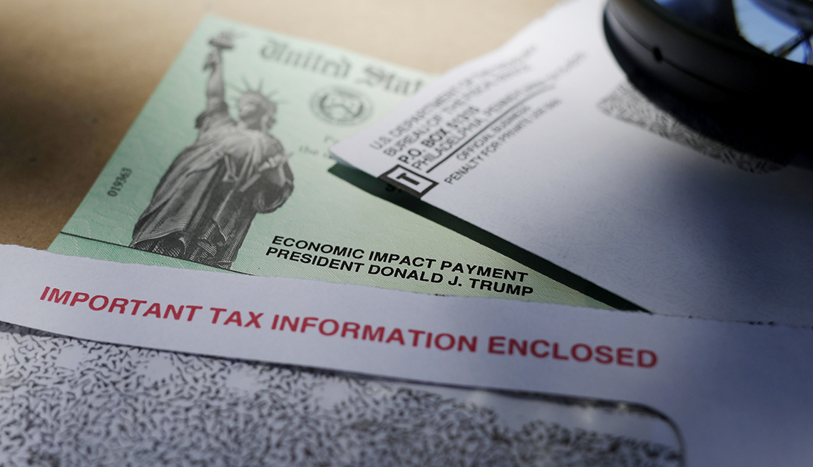 A treasury check with other tax papers on a table
