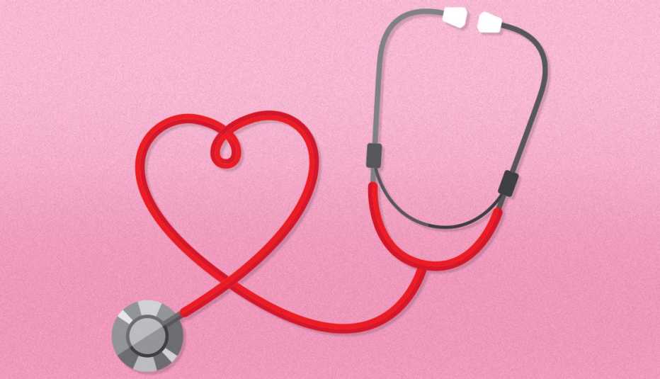 a stethoscope coil making a heart