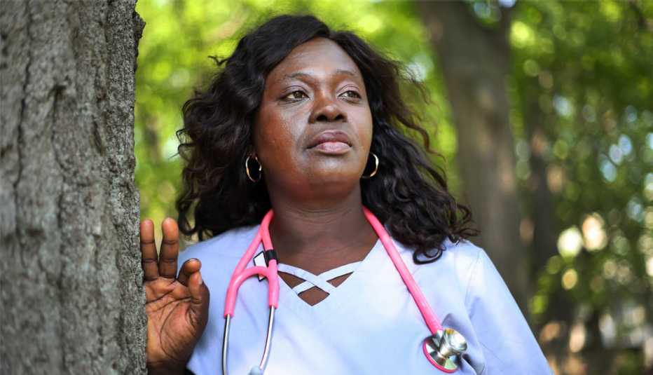 sylvia abbeyquaye posing for a portrait at amory park in brookline massachusetts