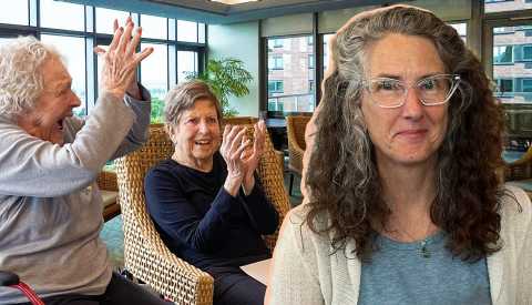 Theater artist Anne Basting with patients with dementia at a memory care center Theater artist Anne Basting with patients with dementia at a memory care center