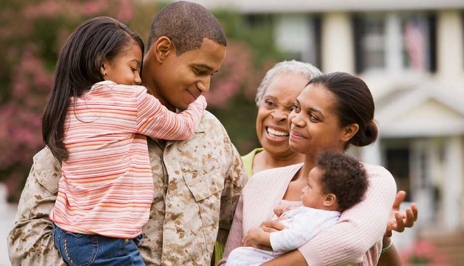 a veteran with his family