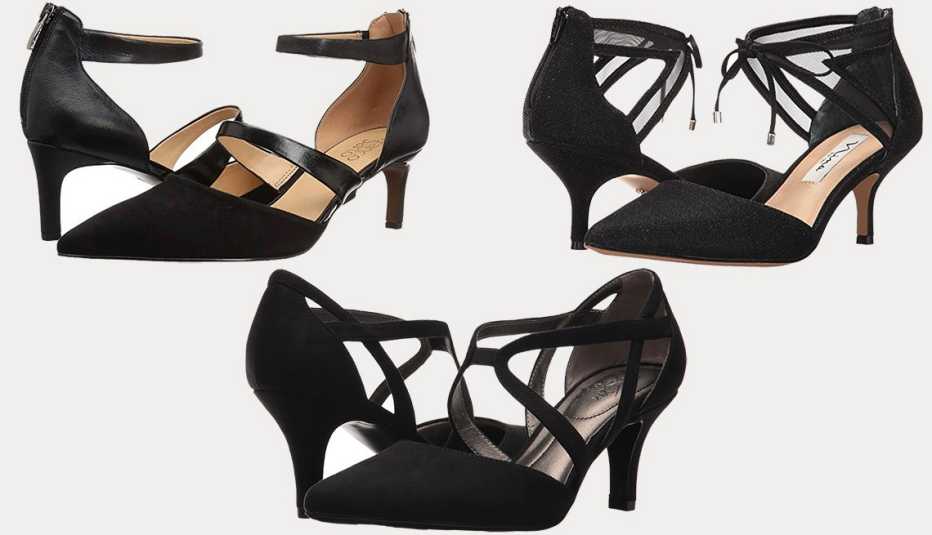 (l to r): Franco Sarto Davey, Lifestride Seamless in Black Micro, Nina Talley in Black