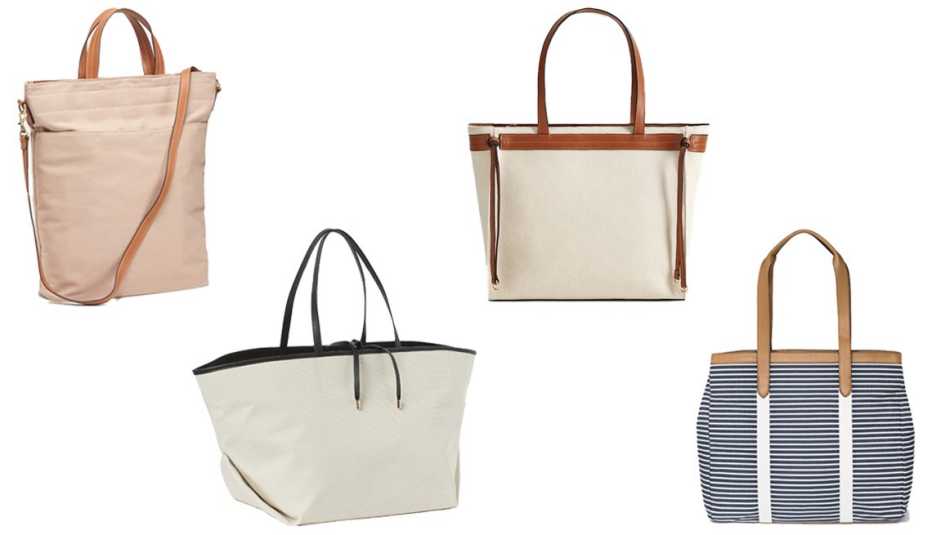 Old Navy Dual Strap Canvas Tote for Women H and M Oversized Canvas Shopper Mango Contrasting Shopper Bag and A New Day Zip Closure Tote Handbag