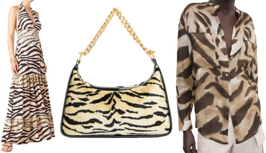 Figue Vivienne Dress in Tiger Cream; Charles & Keith Minta Tiger Print Chain-Link Hobo Bag in Multi; Massimo Dutti 100% Ramie Animal Print Shirt in Brown Figue Vivienne Dress in Tiger Cream; Charles & Keith Minta Tiger Print Chain-Link Hobo Bag in Multi; Massimo Dutti 100% Ramie Animal Print Shirt in Brown