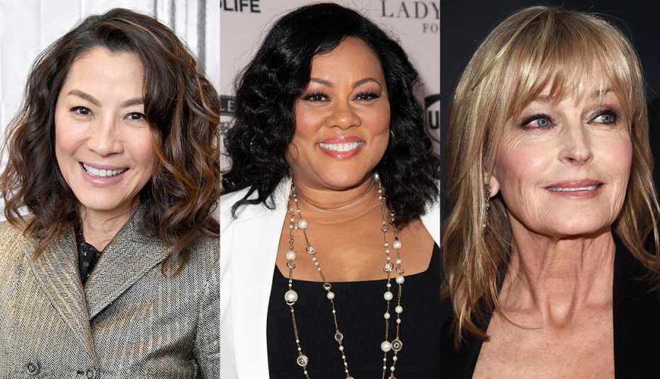 Michelle Yeoh, Lela Rochon and Bo Derek with shiny hair
