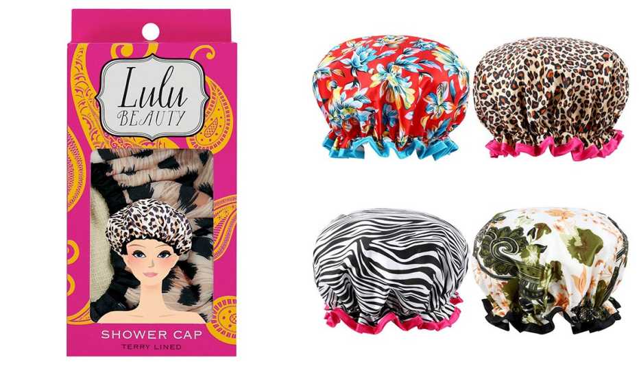 Lulu Beauty Safari Spots Shower Cap and Esarora Shower/ Bath Cap 