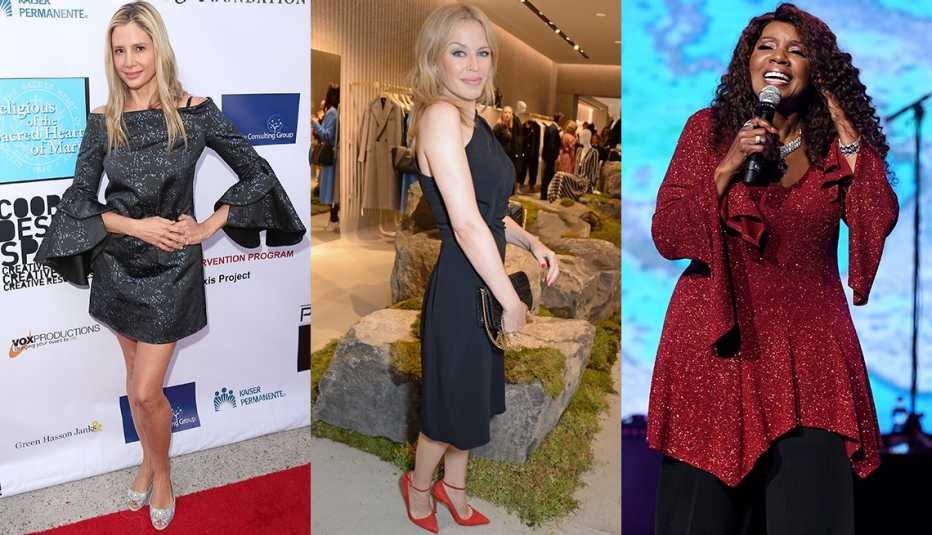 Mira Sorvino, Kylie Minogue and Gloria Gaynor in various looks